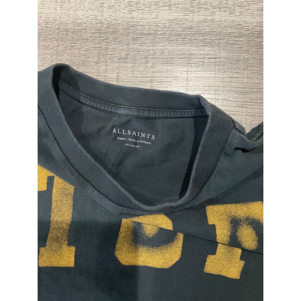 AllSaints Nutopia Graphic T-Shirt Mens Small Relaxed Fit Faded Black 2021 Cotton - Picture 3 of 8